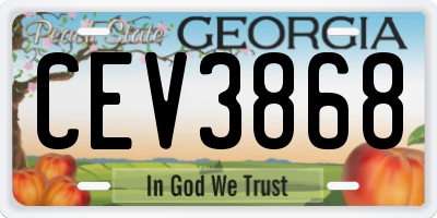 GA license plate CEV3868