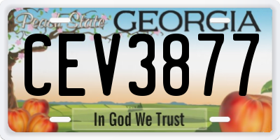 GA license plate CEV3877