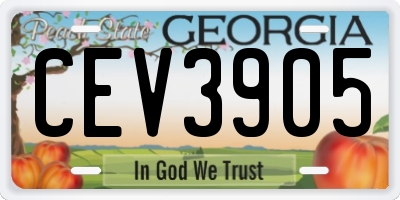 GA license plate CEV3905