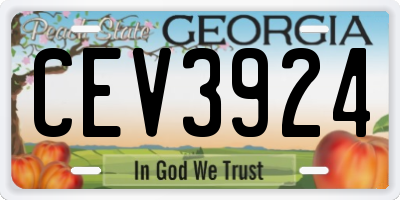 GA license plate CEV3924