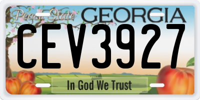 GA license plate CEV3927