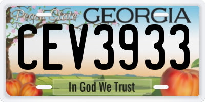 GA license plate CEV3933