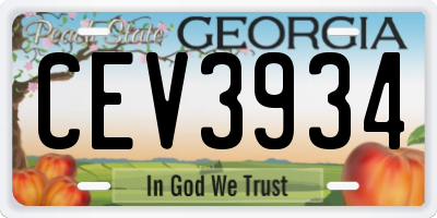 GA license plate CEV3934
