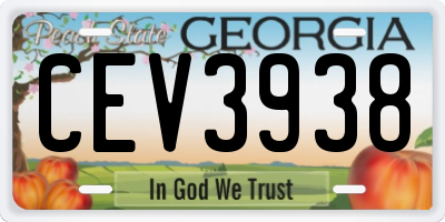 GA license plate CEV3938