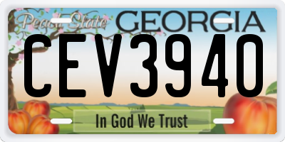 GA license plate CEV3940