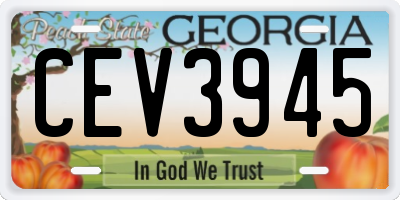 GA license plate CEV3945
