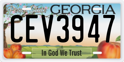 GA license plate CEV3947