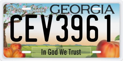 GA license plate CEV3961