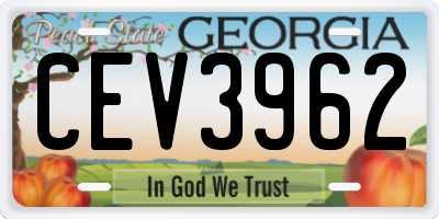 GA license plate CEV3962