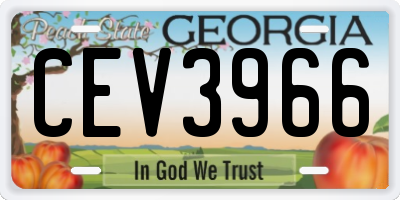 GA license plate CEV3966