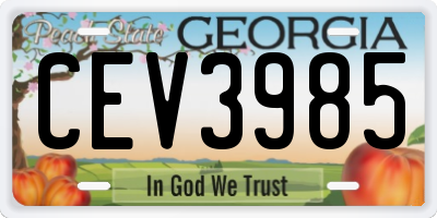 GA license plate CEV3985