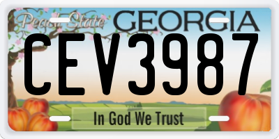 GA license plate CEV3987