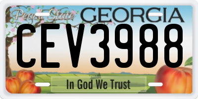 GA license plate CEV3988