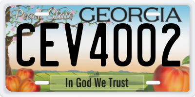 GA license plate CEV4002