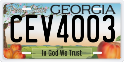 GA license plate CEV4003