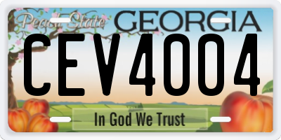 GA license plate CEV4004
