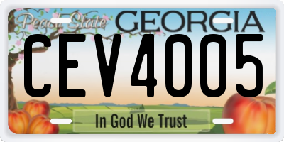 GA license plate CEV4005