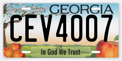 GA license plate CEV4007