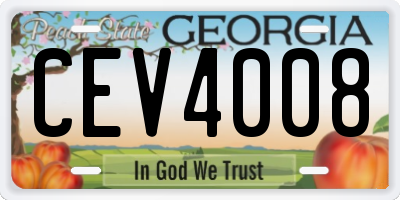 GA license plate CEV4008