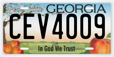 GA license plate CEV4009