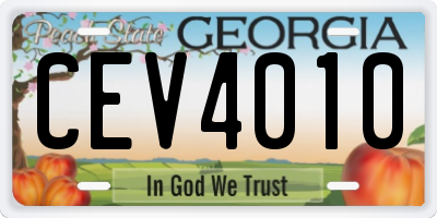 GA license plate CEV4010