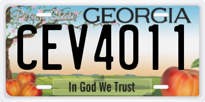 GA license plate CEV4011