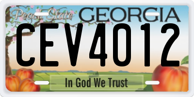 GA license plate CEV4012