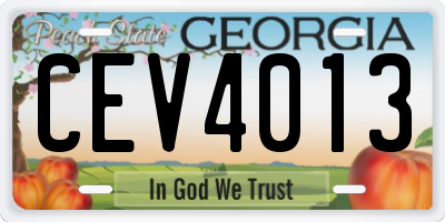 GA license plate CEV4013