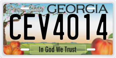 GA license plate CEV4014