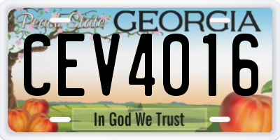 GA license plate CEV4016