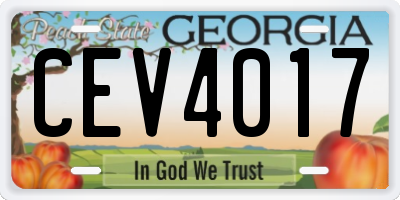 GA license plate CEV4017