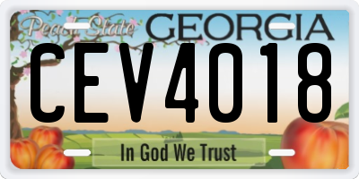 GA license plate CEV4018