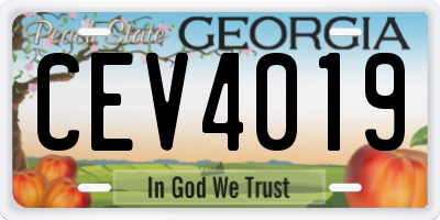 GA license plate CEV4019