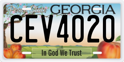 GA license plate CEV4020