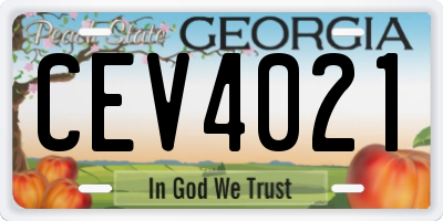 GA license plate CEV4021