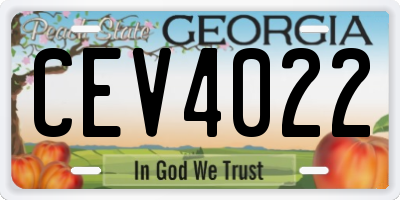 GA license plate CEV4022