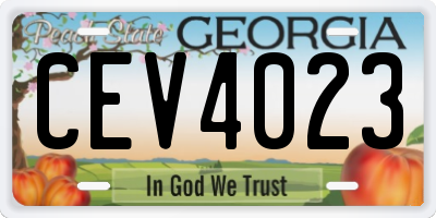 GA license plate CEV4023