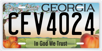 GA license plate CEV4024