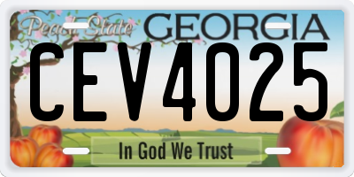 GA license plate CEV4025