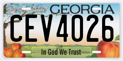 GA license plate CEV4026