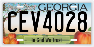 GA license plate CEV4028