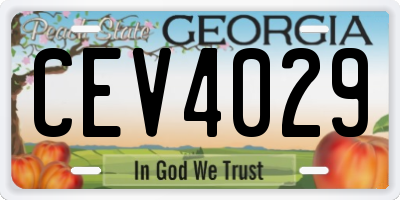 GA license plate CEV4029