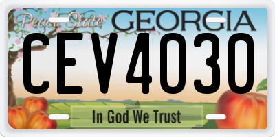 GA license plate CEV4030