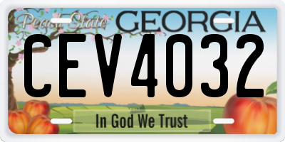 GA license plate CEV4032