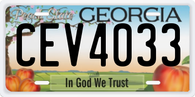 GA license plate CEV4033