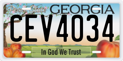 GA license plate CEV4034
