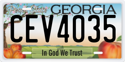 GA license plate CEV4035