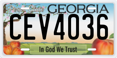 GA license plate CEV4036