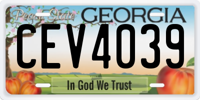 GA license plate CEV4039