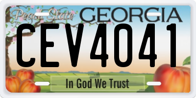 GA license plate CEV4041